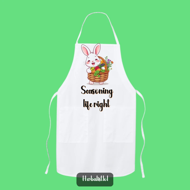 Funny Rabbit Herbalist Apron - Colorful Herb Garden Kitchen Wear