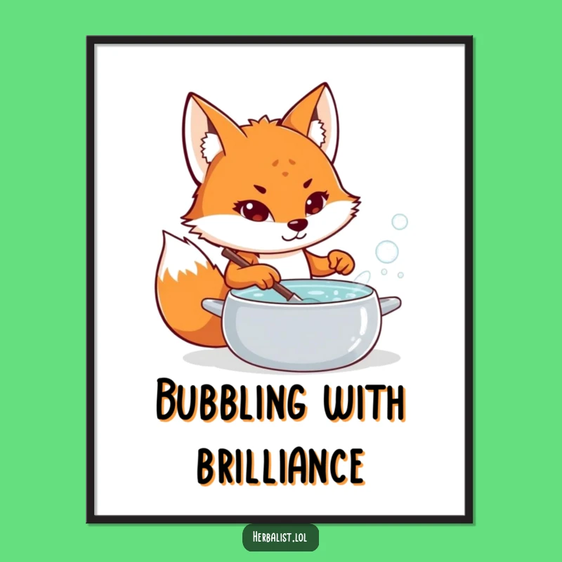 Funny Fox Potion Maker Digital Art Print - Whimsical Gift for Magical Decor!