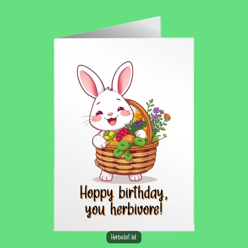 Free Printable Rabbit Herb Birthday Card - Funny Downloadable DIY Greeting